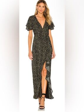House of Harlow 1960 Black Printed High-Low Maxi Dress